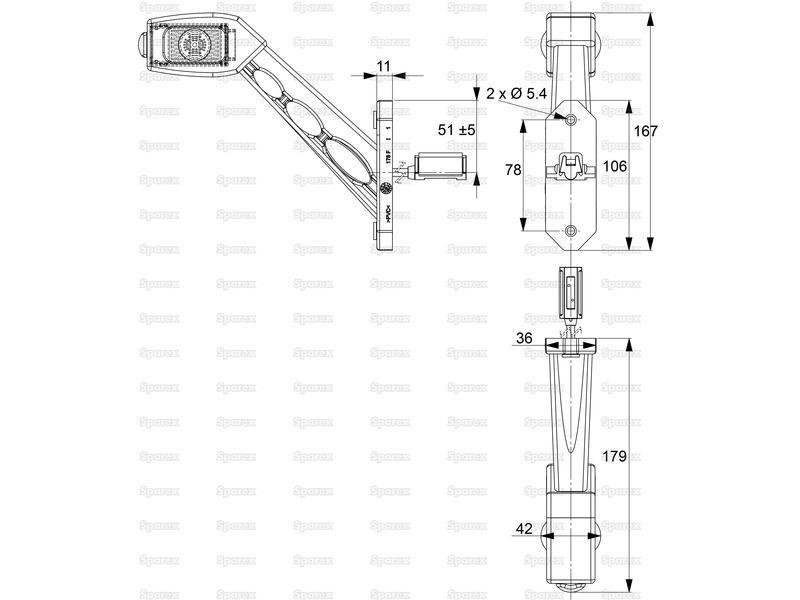 LED Outline Front, Rear & Side Facing Marker Light, LH, 12-24V