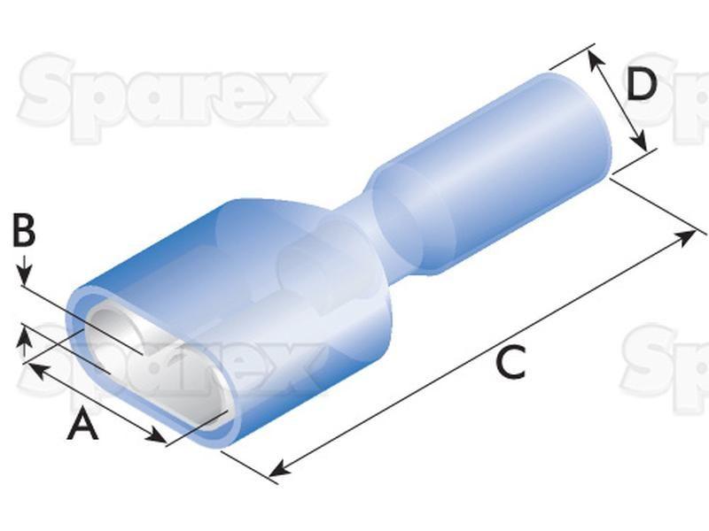 Heat Shrink Insulated Female Spade Terminal - Blue ( - )