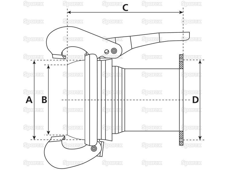 Coupling with Square Flange Short - Male 4'' (108mm) x (100mm) (Galvanised)