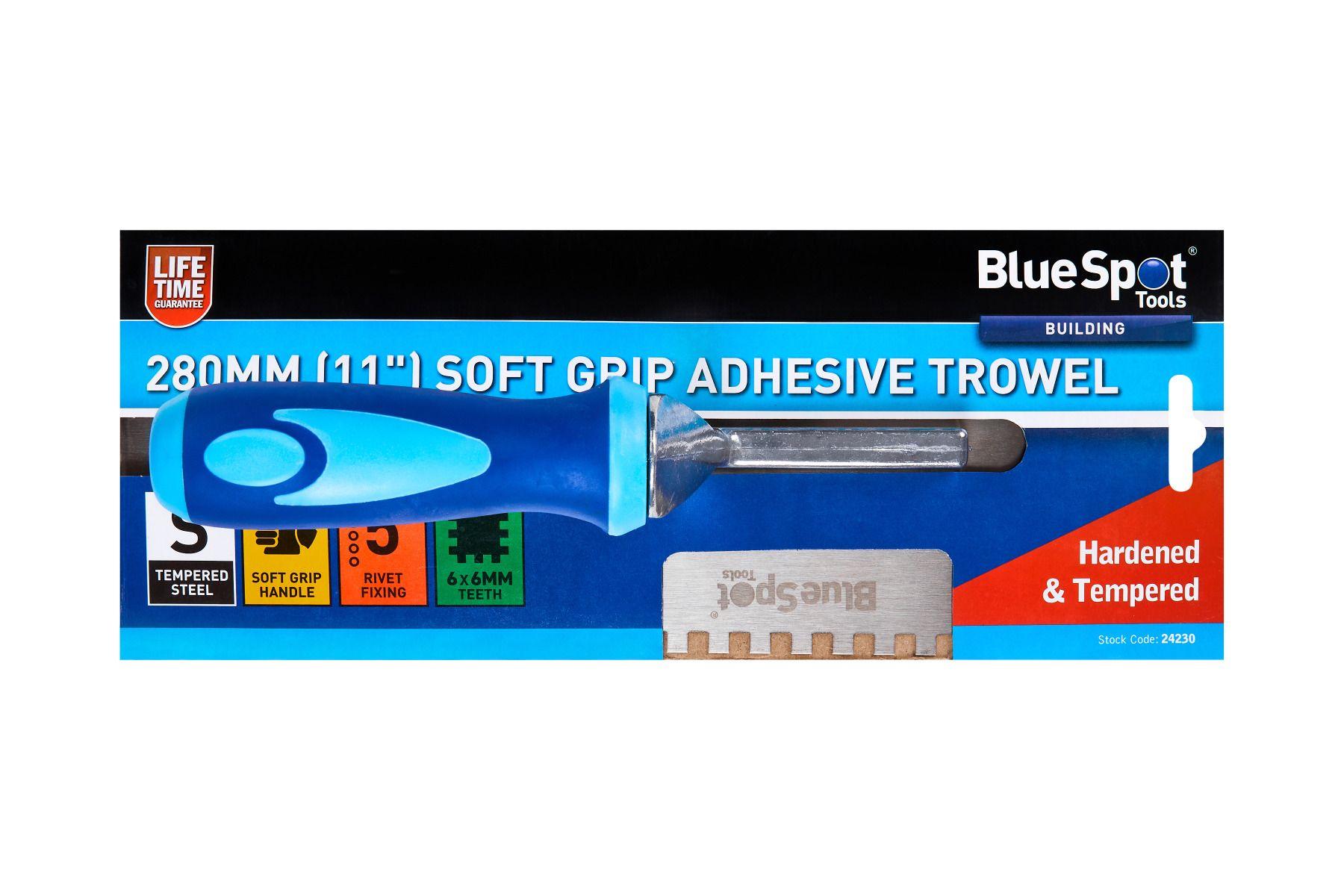 Blue Spot Tools 280mm (11") Soft Grip Adhesive Trowel (6x6mm Teeth)