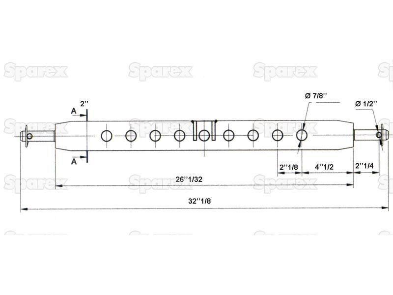 Drawbar Hitch System (Cat. 1) No. holes: 9, 775mm.