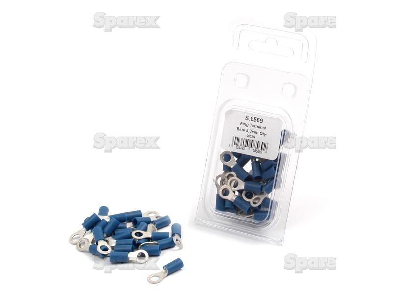 Pre Insulated Ring Terminal, Standard Crimp, 5.3mm, Blue (1.5 - 2.5mm) (Agripak 25 pcs.)