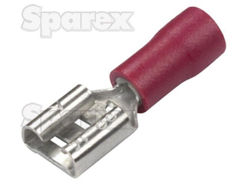 Pre Insulated Spade Terminal, Double Grip - Female, 6.3mm, Red (0.5 - 1.5mm) (Agripak 25 pcs.)