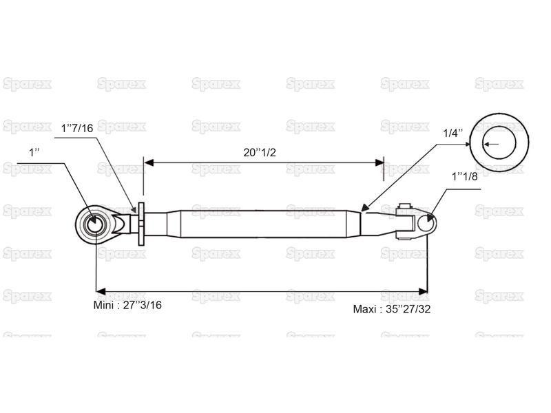 Top Link Heavy Duty (Cat.28mm/2) Knuckle and Ball, Min. Length: 690mm.
