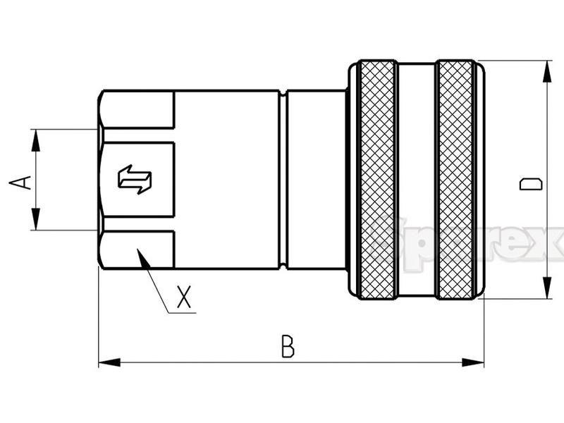 Faster Quick Release Hydraulic Coupling Female 1/2'' Body x 1/2'' BSP Female Thread Faster S.p.A (HNV 12 GAS F, HNV12GASF)