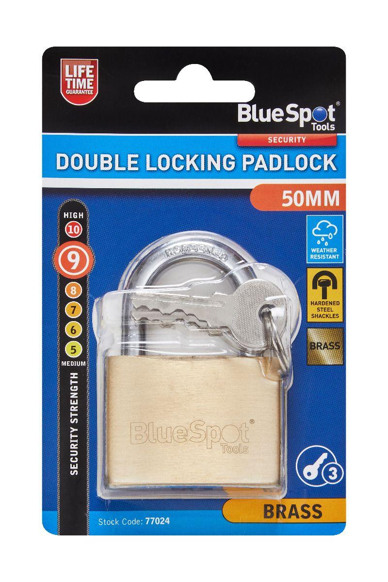 Blue Spot Tools 50MM Brass Padlock Double Locking