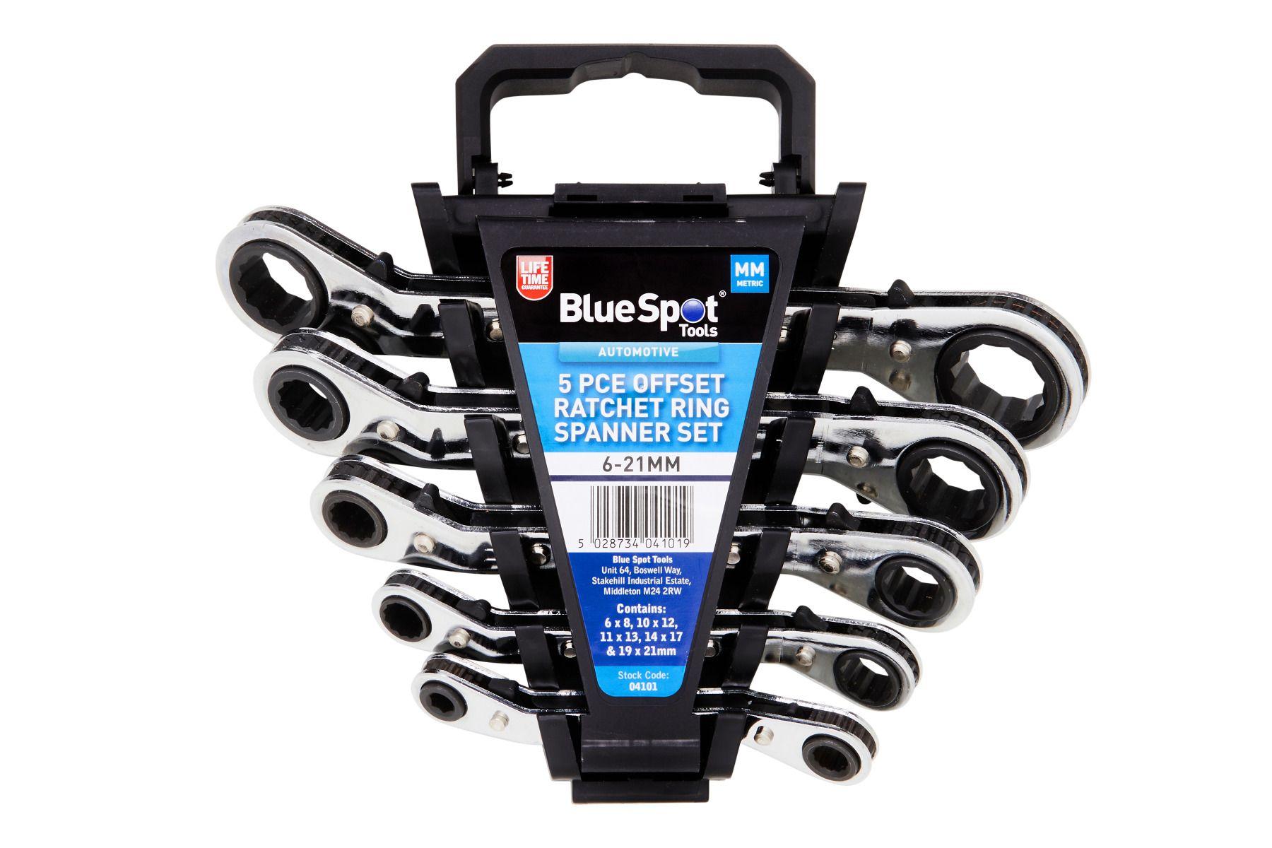 Blue Spot Tools 5 PCE Offset Ratchet Spanner Set 6-21MM