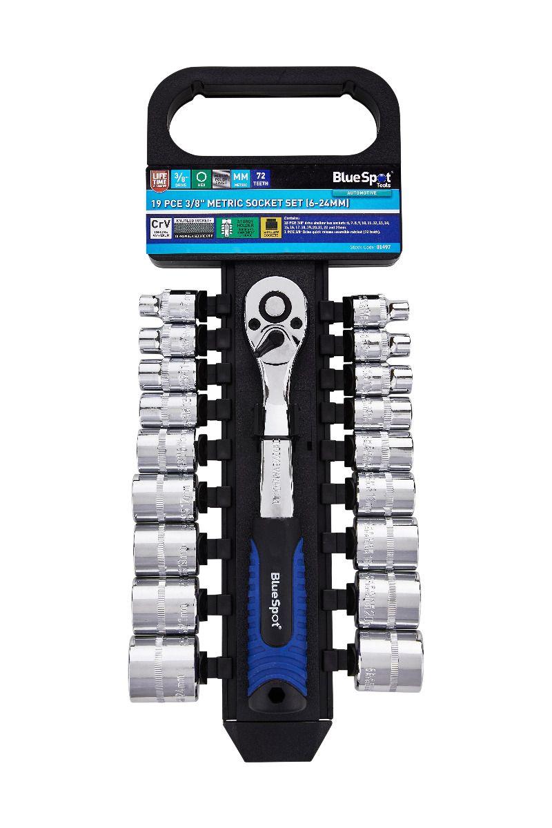 BLUE SPOT 19 PCE 3/8" DRIVE METRIC SOCKET SET 6-24mm