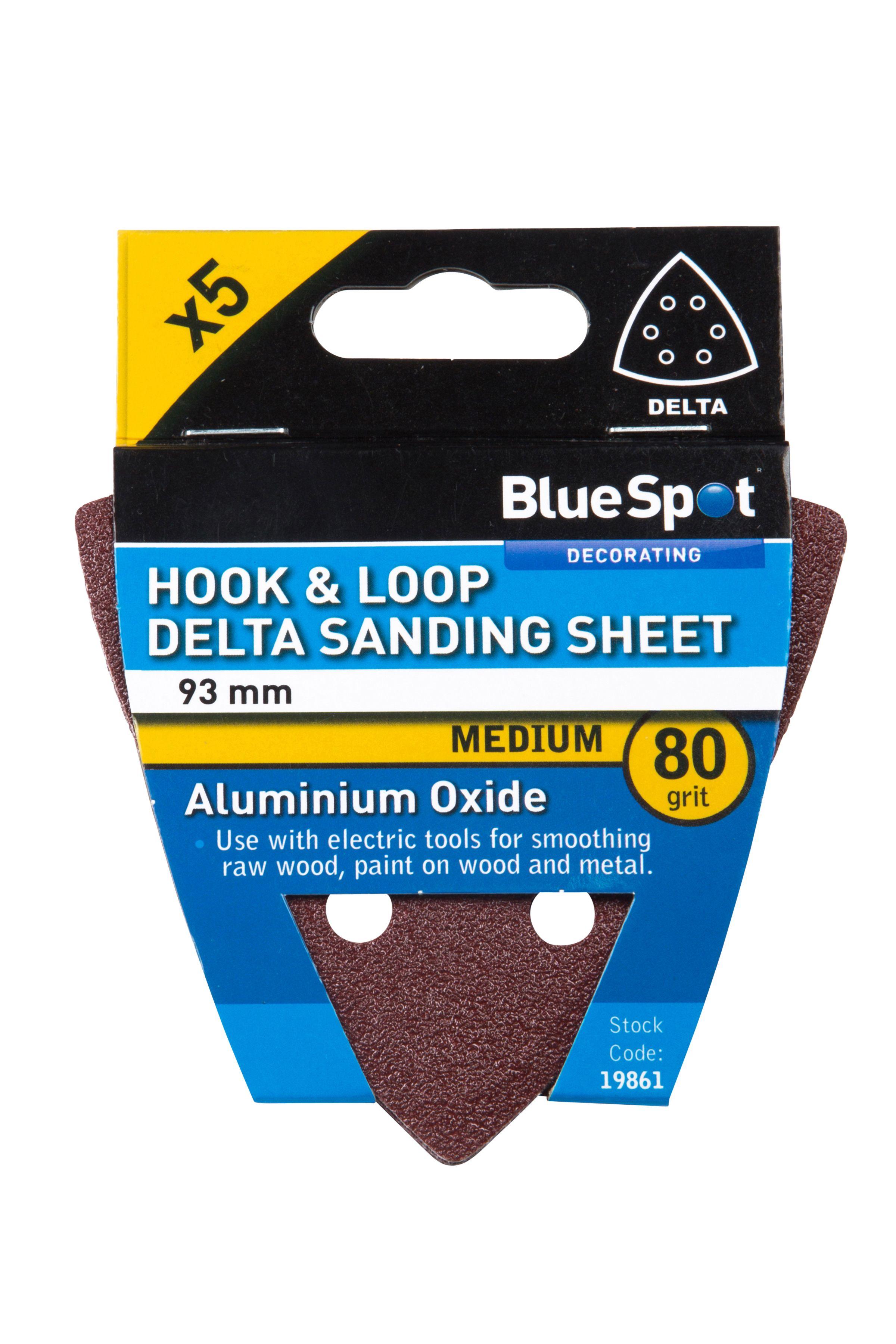 Blue Spot Tools 93mm 5 Pack 80 Grit Delta Sanding Sheets