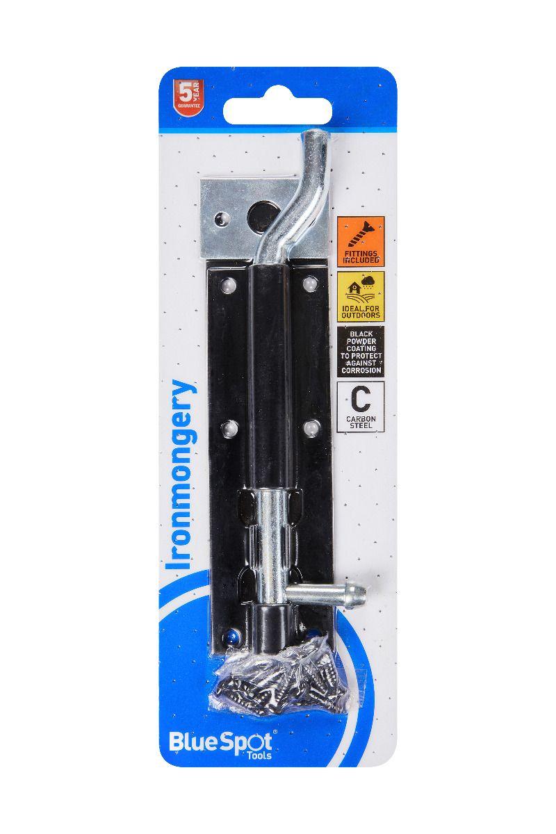 Blue Spot Tools Black Powder Coated Necked Tower Bolt 150mm