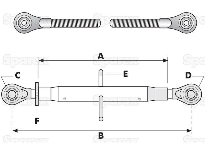 Top Link Heavy Duty (Cat.2/2) Ball and Ball, 1 1/4'', Min. Length: 530mm. for White Oliver VARIOUS