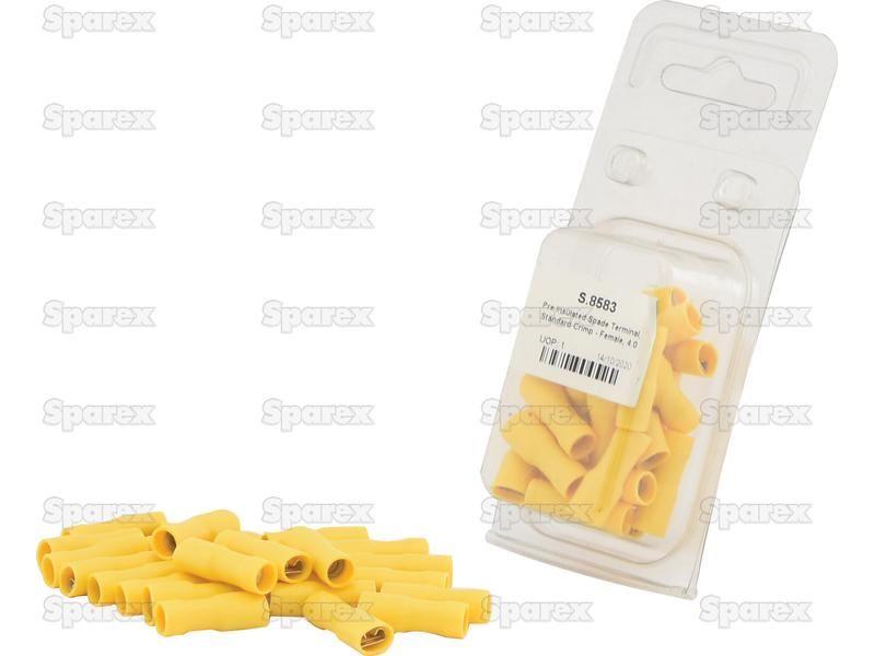 Pre Insulated Spade Terminal, Standard Crimp - Female, 6.3mm, Yellow (4.0 - 6.0mm) (Agripak 25 pcs.)
