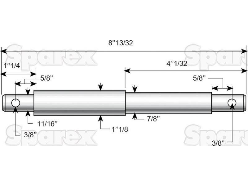 Lower link implement pin dual 22 - 28x213mm, Thread size xmm Thread size 1/2