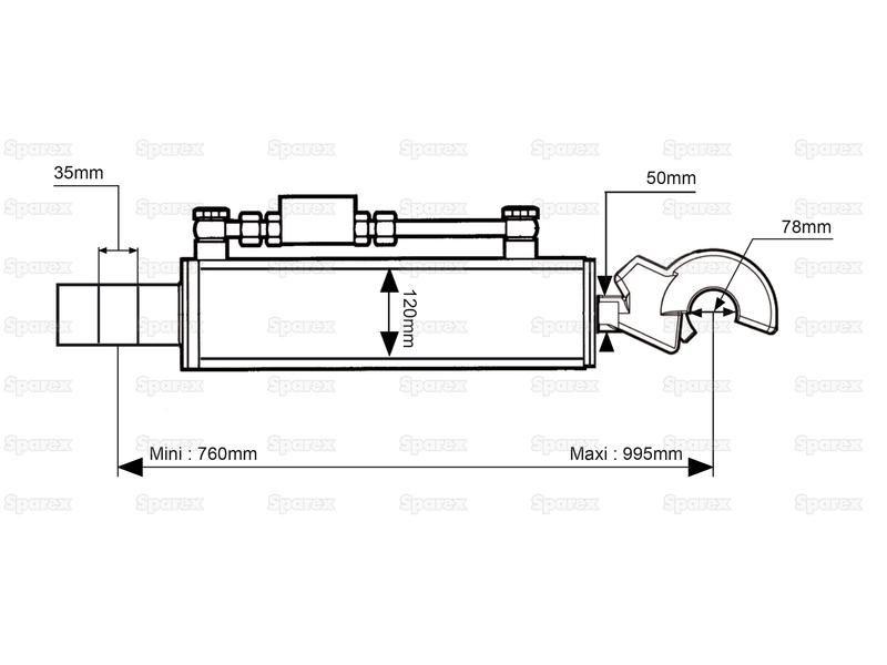 Hydraulic Top Link (Cat.-/4) and Q.R CBM Hook, Cylinder Bore: 120mm, Min. Length : 760mm.
