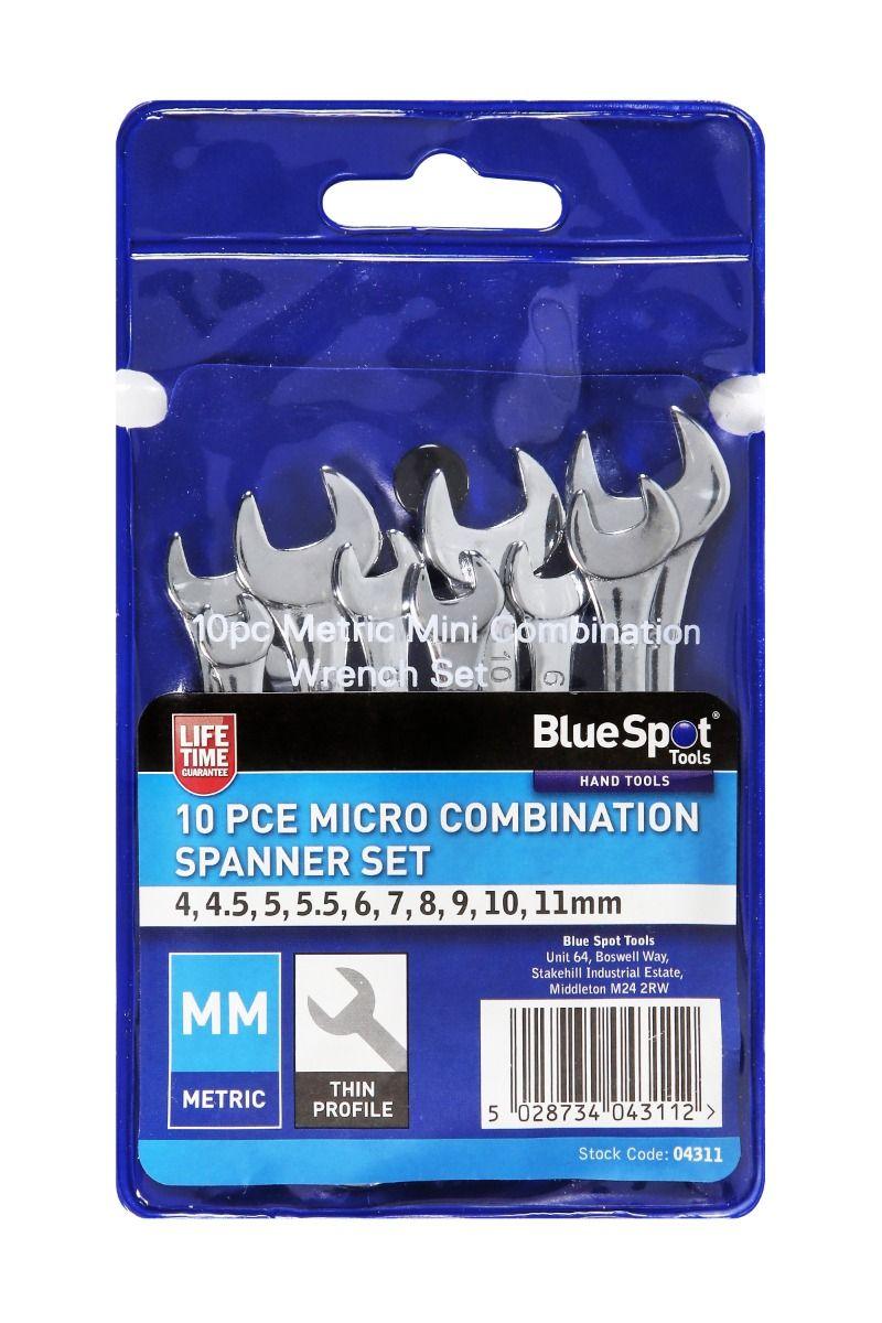 Blue Spot Tools 10 PCE Micro Combination Spanner Set (4-11mm)