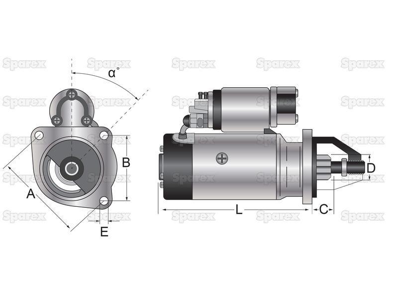 Starter Motor - 12V, 3Kw (Mahle) for Massey Ferguson 290 (200 Series)