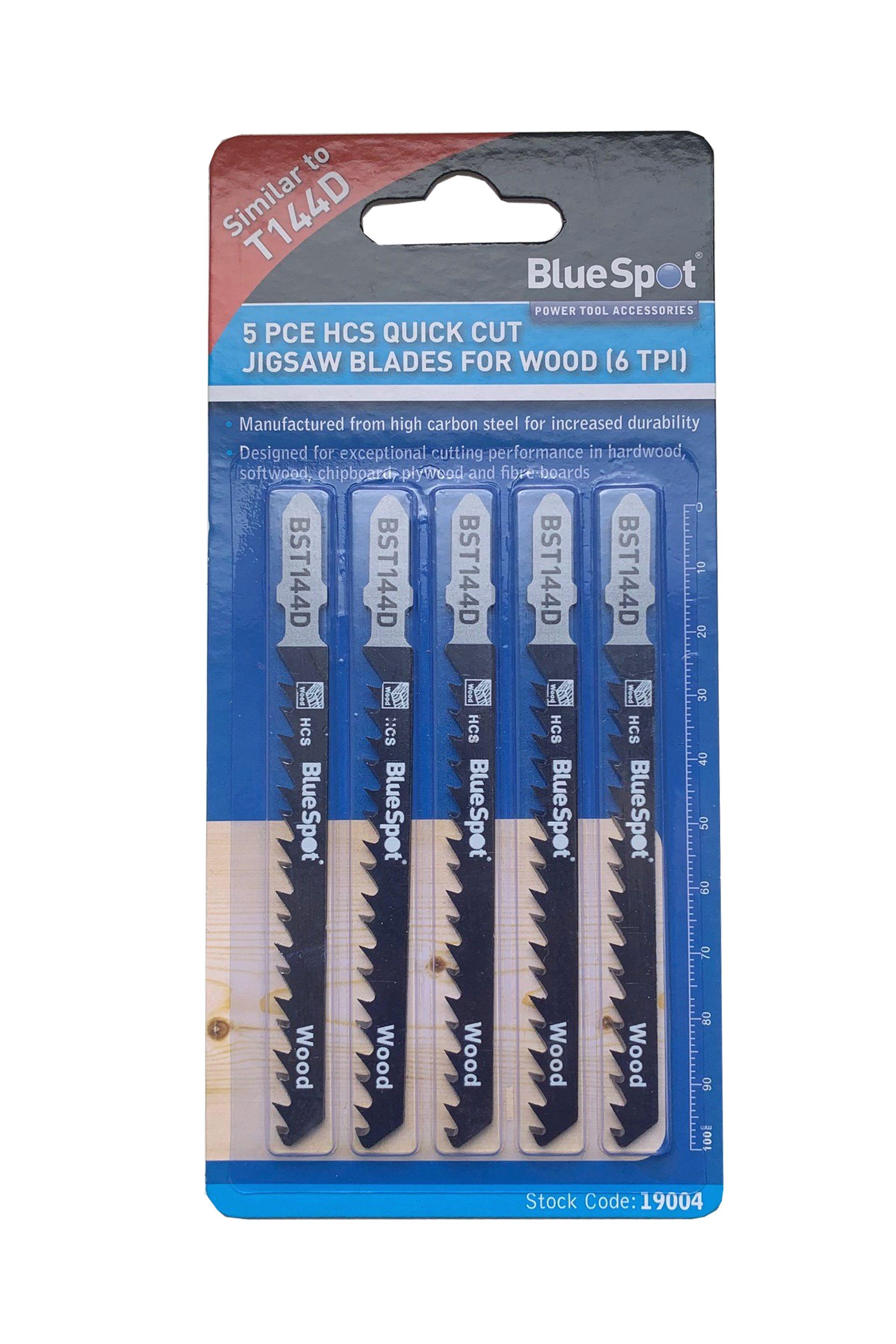 Blue Spot Tools 5 PCE HCS Quick Cut Jigsaw Blades For Wood (6 TPI)