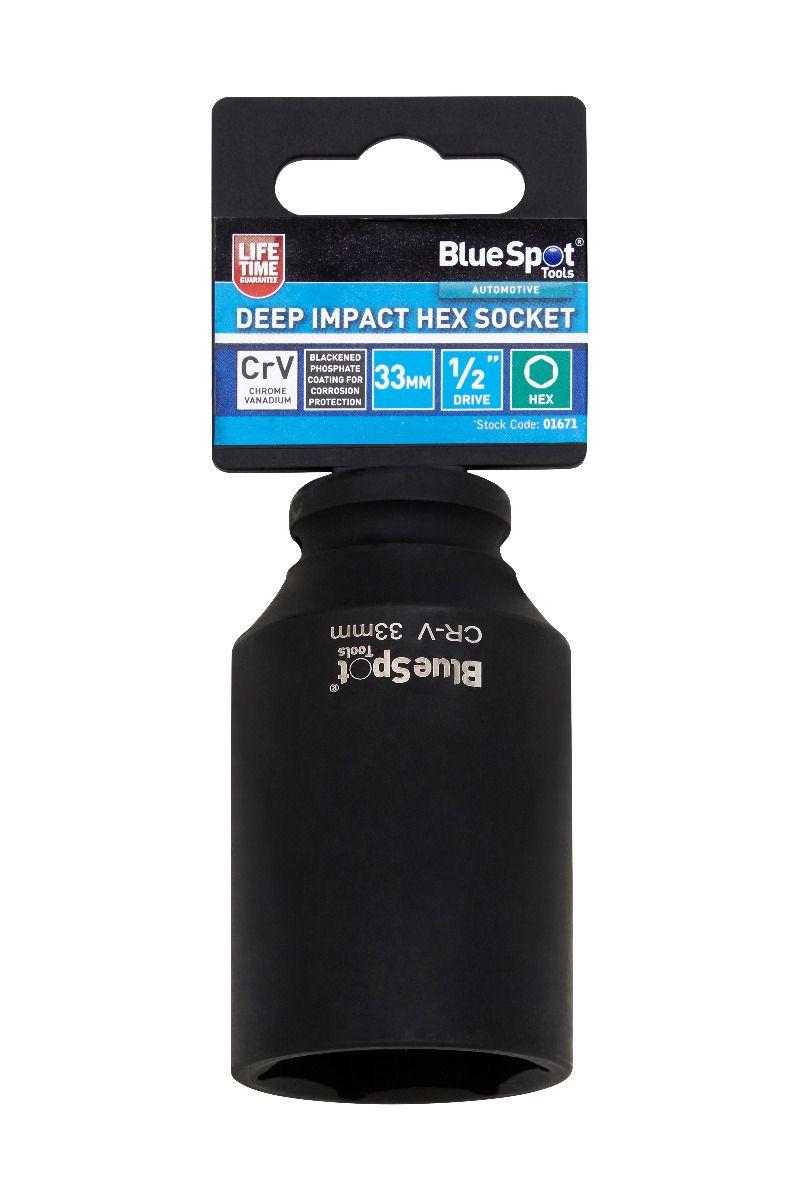 Blue Spot Tools Individual 33mm 1/2" Deep Impact Hex Socket