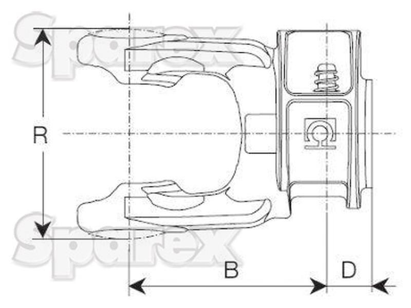 PTO Yoke - Quick Release (U/J Size: 30.2 x 91.5mm) Size: 1 3/8"-6 Spline Bondioli & Pavesi (5070H0355)