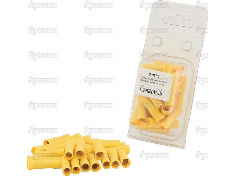 Pre Insulated Bullet Terminal, Standard Crimp - Female, 5.0mm, Yellow (4.0 - 6.0mm) (Agripak 25 pcs.)