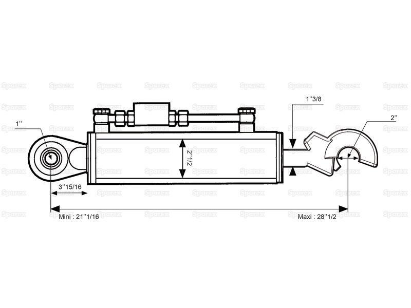 Hydraulic Top Link (Cat.2/2) Ball and Q.R CBM Hook, Cylinder Bore: 63mm, Min. Length : 535mm.