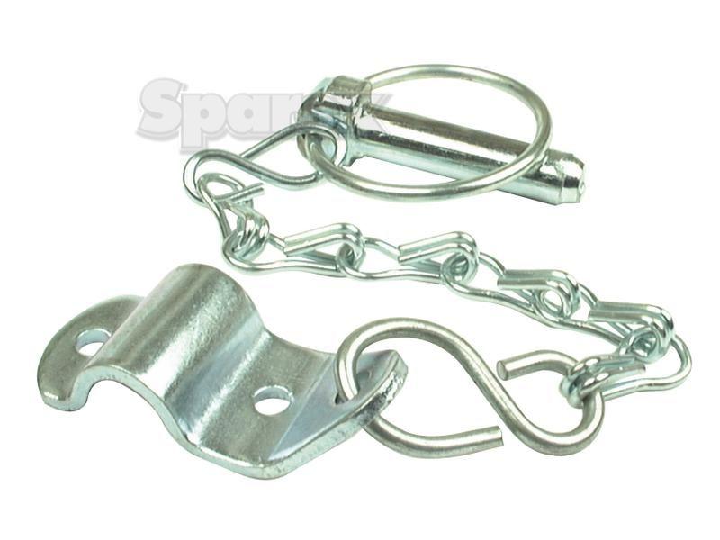 Round Linch Pin, Chain & Bracket Assembly, Pin Ø11mm for Massey Ferguson 35 (Pre 100 Series (1947 - 65))