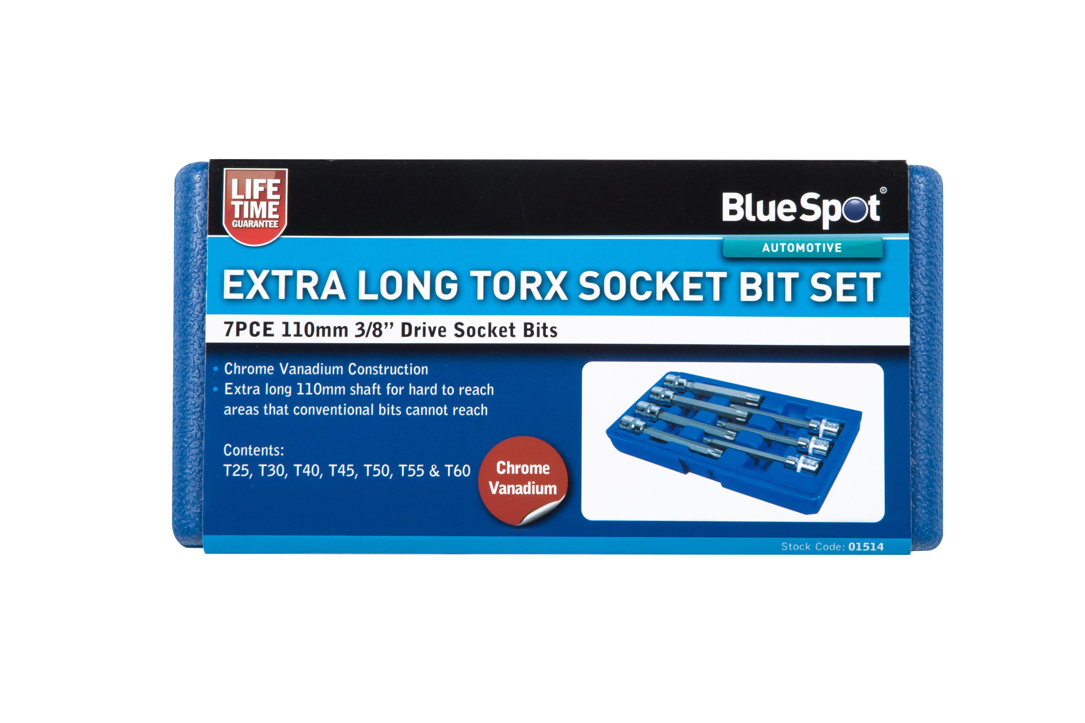 Blue Spot Tools 7 PCE 3/8" Drive Extra Long Torx Socket Bit Set (T25-T60)