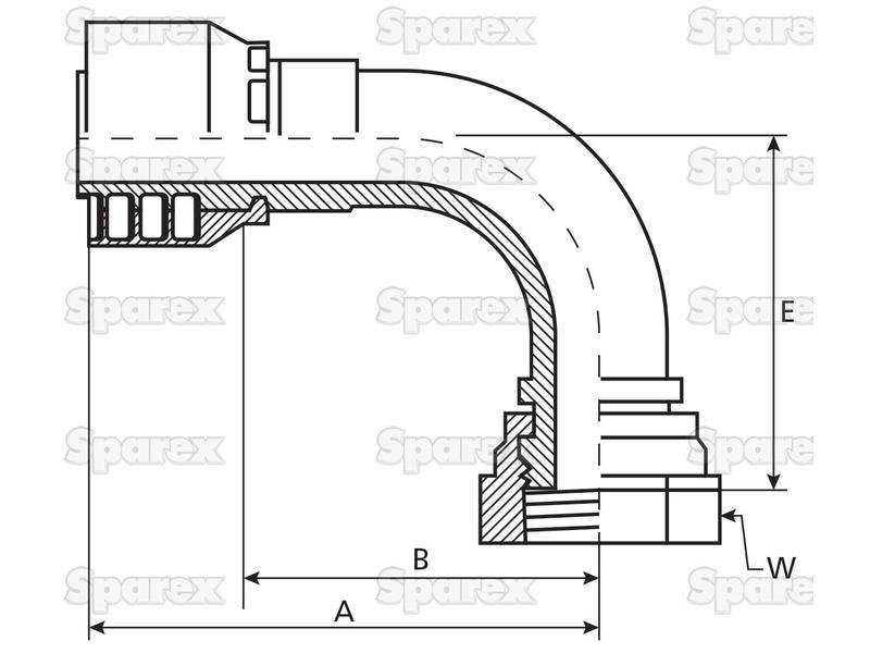 Parker BSP Hose Insert 1/2'' x 3/8'' x 19'' Female 90° Swept Swivel PARKER HANNIFIN (1B248-6-8)