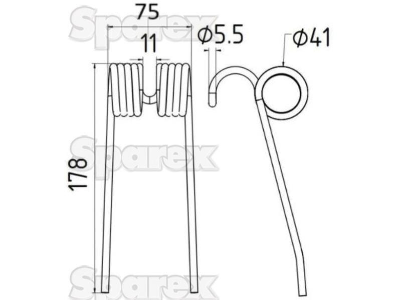 Pick-Up Haytine - RH & LH - Length:178mm, Width:75mm, Ø5.5mm - Replacement for Carraro Carraro (30500015)