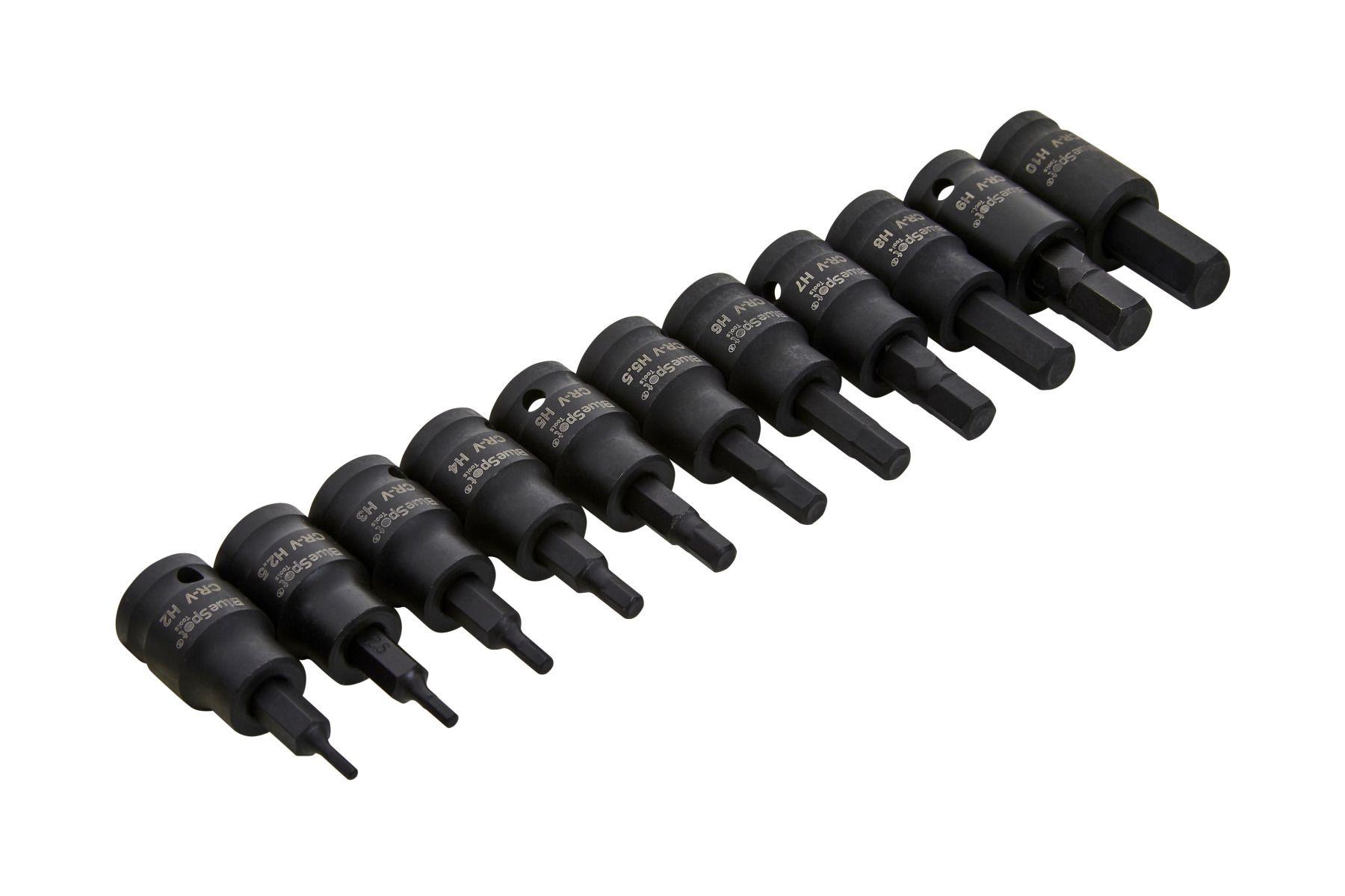 Blue Spot Tools 11 PCE 3/8" Impact Hex Bit Sockets (H2-H10)