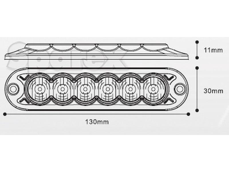 LED Slimline Hazard Light, Interference: Class 3, Function: Single Flash, Double Flash, 12-24V