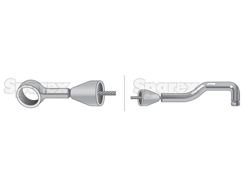 Hand Throttle Cable - Length: 944mm, Outer cable length: 667mm. for Massey Ferguson