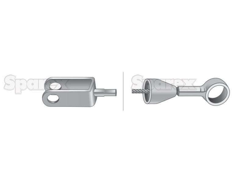 Foot Throttle Cable - Length: 1260mm, Outer cable length: 1108mm. for Massey Ferguson
