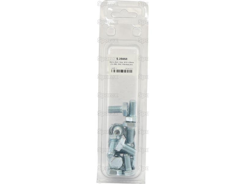 Metric Bolt, Size: M10 x 20mm (Din 960, 934) 10 pcs. Agripak