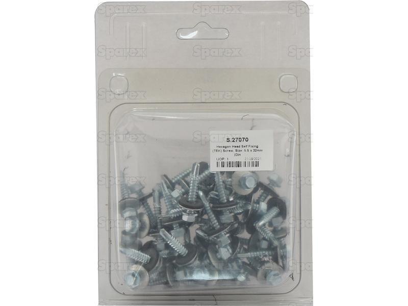 Hexagon Head Self Fixing (TEK) Screw, Size: 5.5 x 32mm (Din 7504K)