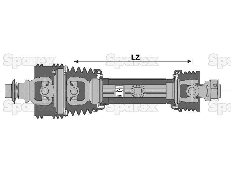 PTO Shaft - Wide Angle - One End, (Lz) Length: 1210mm, 1 3/8'' x 6 Spline 80° W.A. to 1 3/8'' x 6 Spline Q.R. Bondioli & Pavesi (CS4R121CEWR7007)