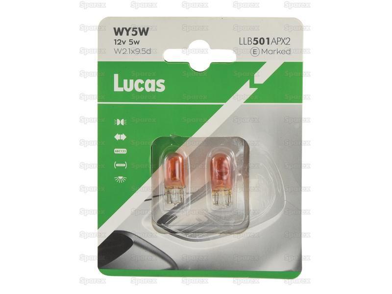 Halogen Side | Indicator Bulb, 12V, 5W, W2.1x9.5d Base Lucas (LLB501APX2)