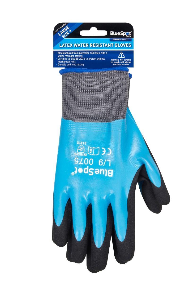 Blue Spot Tools Latex Water Resistant Gloves (Large)