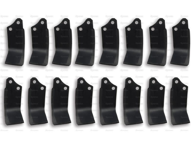 Rotavator Blade Square RH & LH 60x7mm Height: 175mm. Hole centres: mm. Hole Ø: 14.5mm. Replacement for Kverneland for Maschio VARIOUS