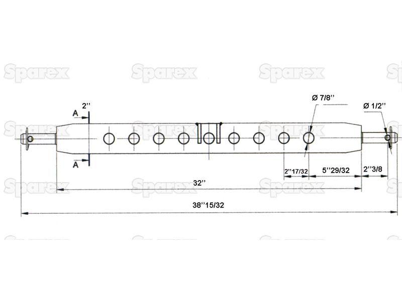 Drawbar Hitch System (Cat. 2) No. holes: 9, 932mm.