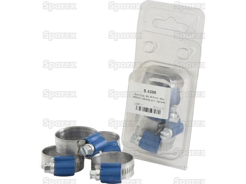 Hose Clip, Min Ø19mm, Max. Ø28mm, 4 pcs. Agripak.