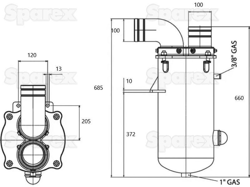 Syphon valve Ø100mm