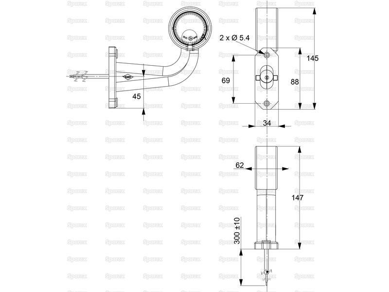 LED Outline Front/Rear Facing Marker Light, RH & LH, 12-24V