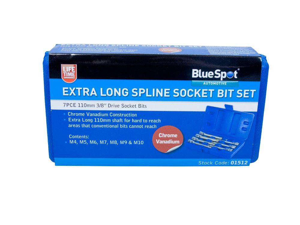 Blue Spot Tools 7 PCE 3/8" Drive Extra Long Spline Socket Bit Set (M4 -M10)
