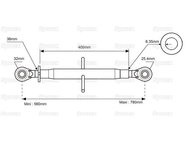 Top Link Heavy Duty (Cat.2/3) Ball and Ball, Min. Length: 560mm.
