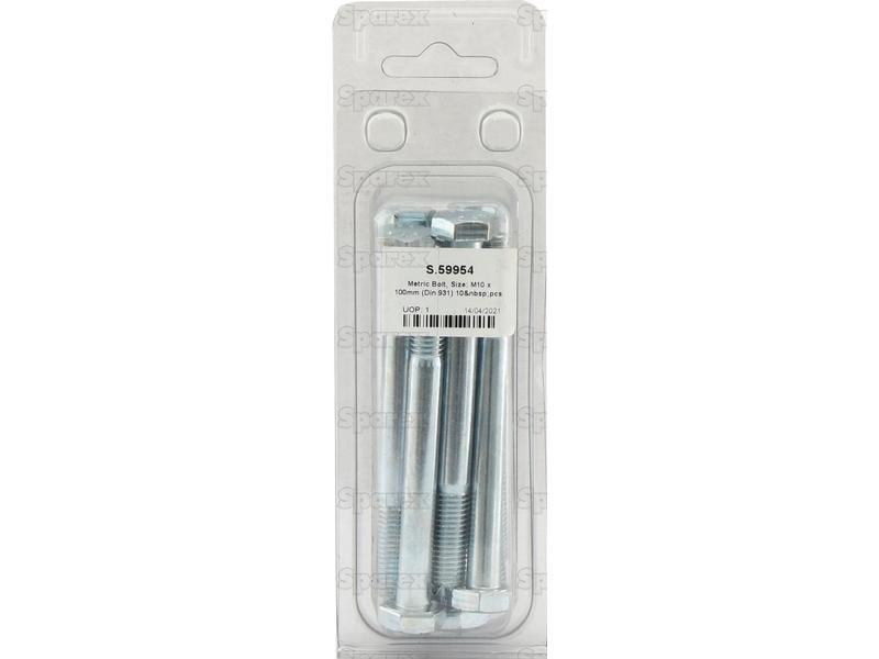 Metric Bolt, Size: M10 x 100mm (Din 931) 10 pcs. Agripak