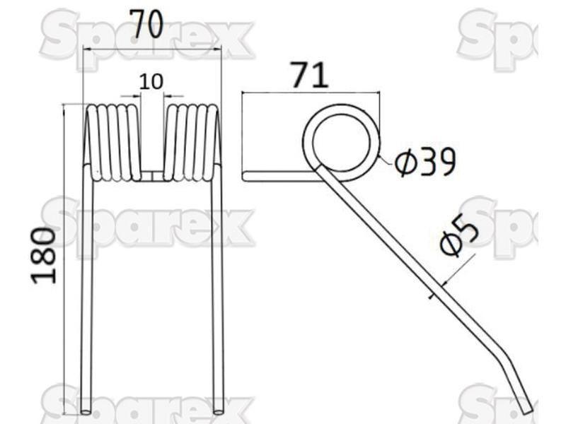 Pick-Up Haytine - - - Length:180mm, Width:70mm, Ø5mm - Replacement for Hesston for Hesston