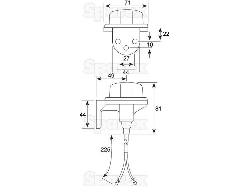 Halogen Marker Light - Front Facing, 12V () Britax, JCB