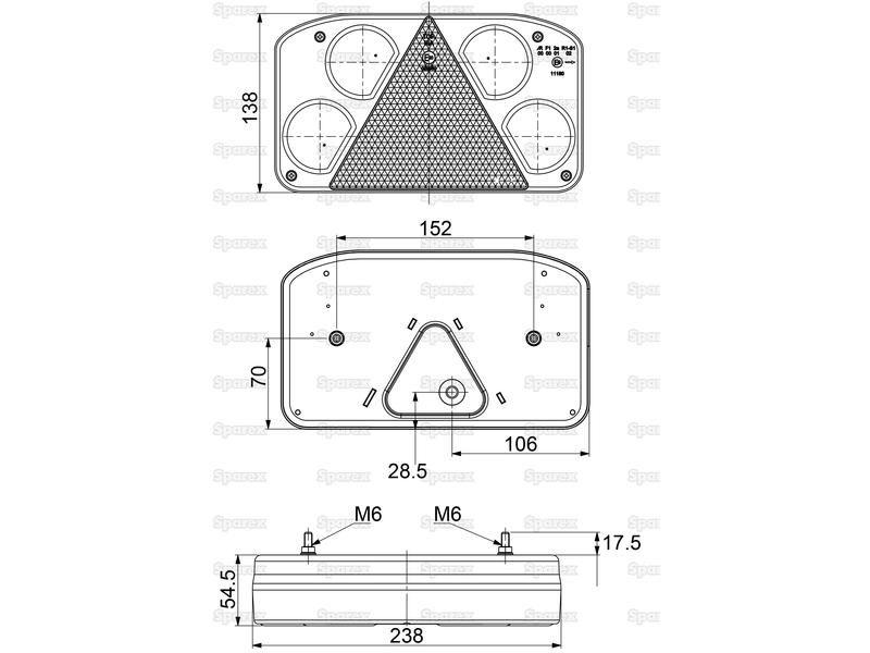 LED Rear Combination Light, Function: 5, Brake / Tail / Indicator / Fog / Reverse, RH, 12-24V