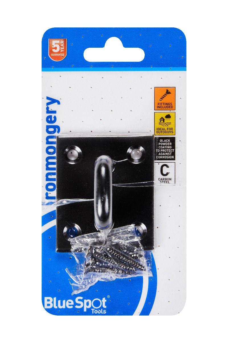 Blue Spot Tools Black Powder Coated Staple On Plate Heavy 55 X 65mm